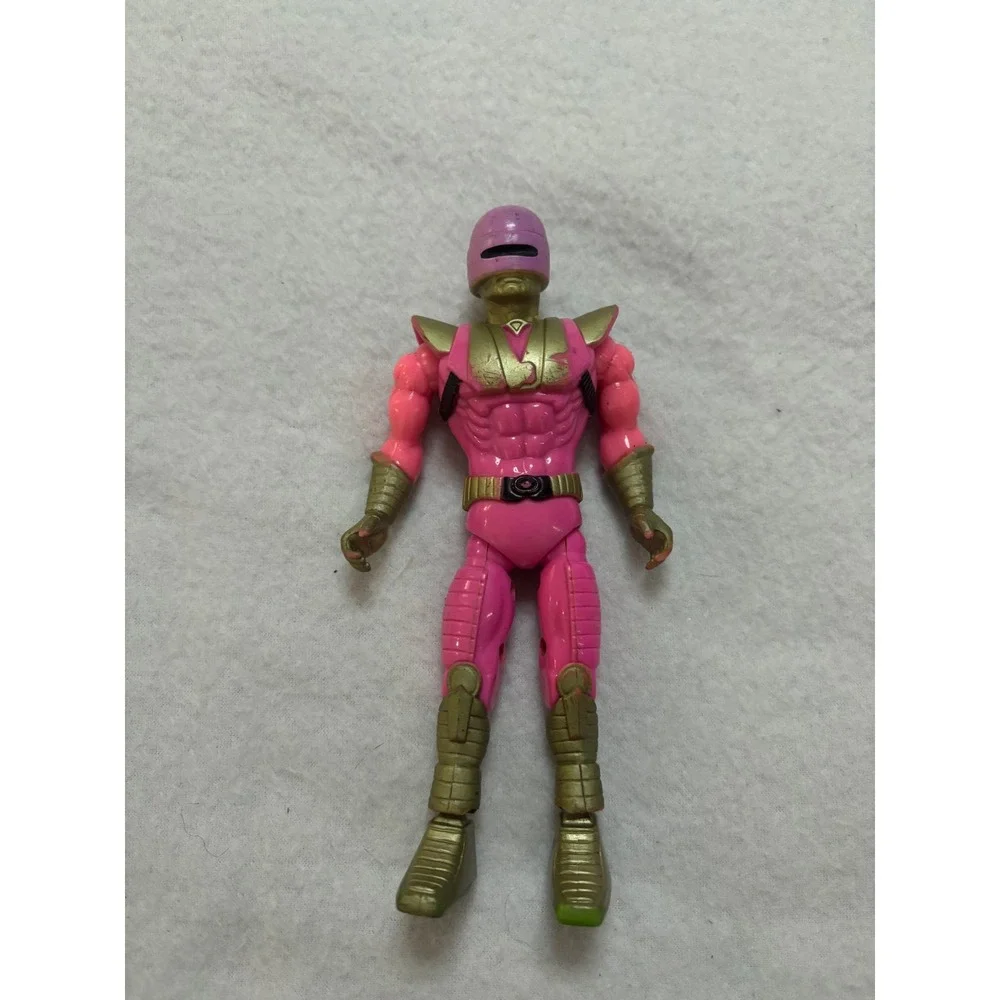 Vintage Pink Gold Robotic Warrior Action Figure Sci-Fi Superhero Toy 5.5 Inch